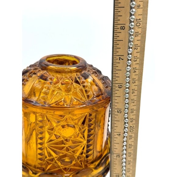 Amber Indiana Fairy Glass Lamp Stars and Bars 6.5 x 4 3/4 inches - Picture 3 of 4